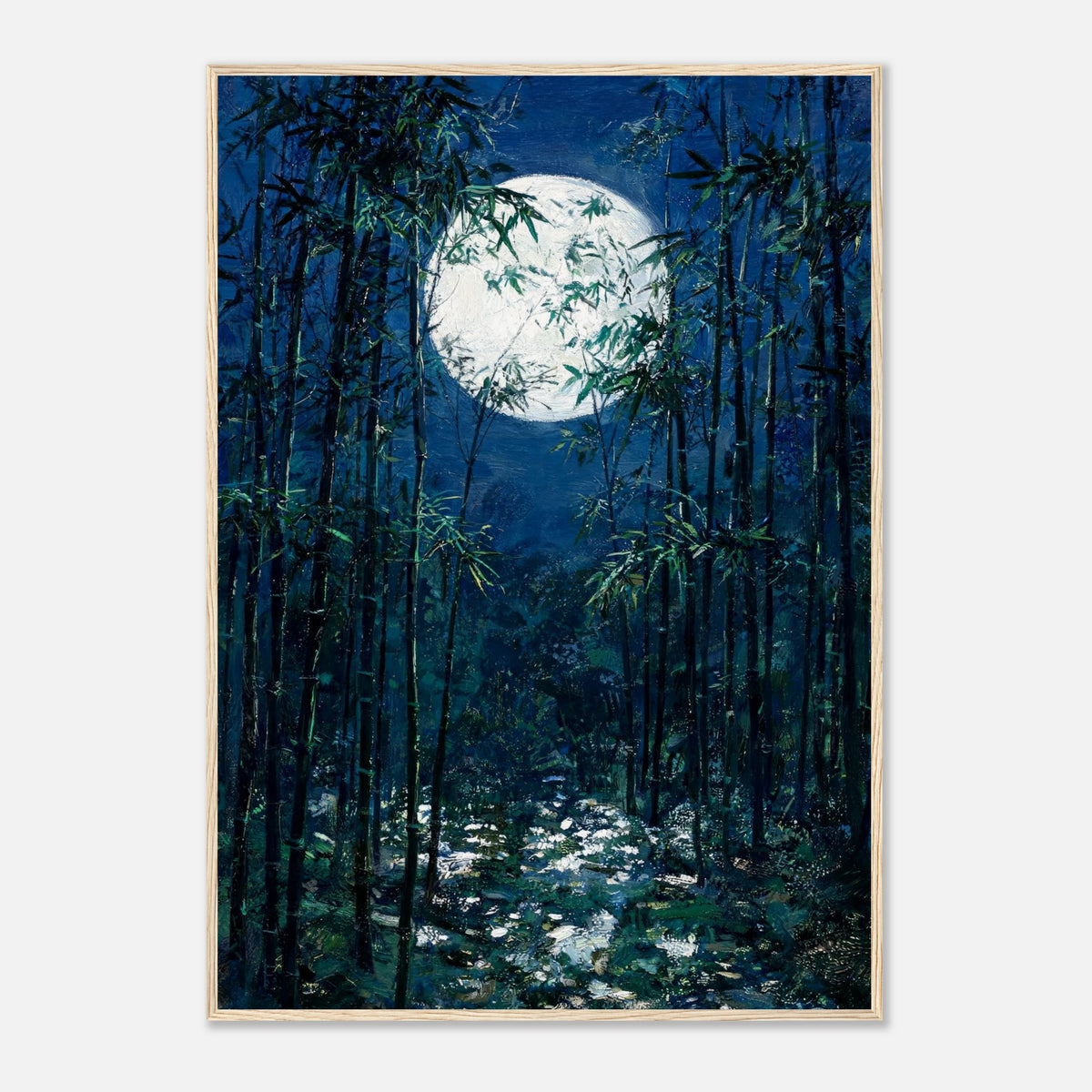 Moonlit Bamboo Forest Impressionist Art Print