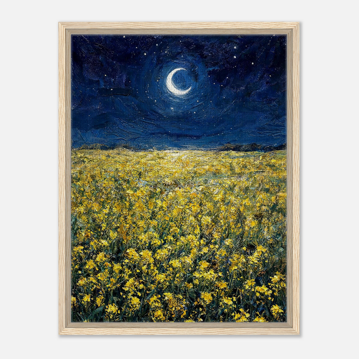 Moonlit Golden Wildflower Field Impressionist Art Print