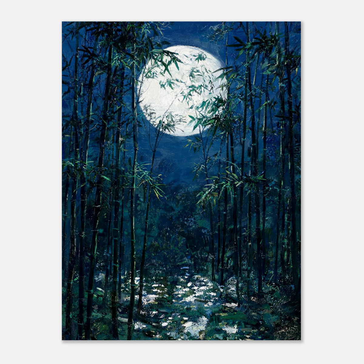 Moonlit Bamboo Forest Impressionist Art Print