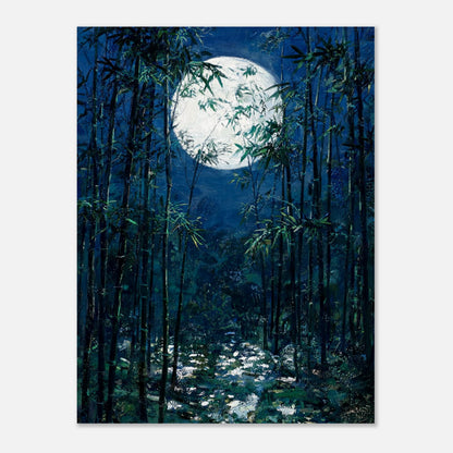 Moonlit Bamboo Forest Impressionist Art Print