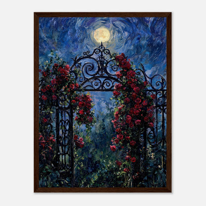 Moonlit Rose Arch Garden Impressionist Art Print
