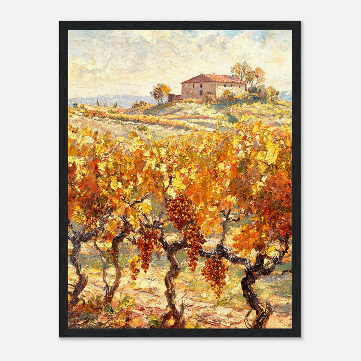 Tuscan Vineyard in Autumn Impressionist Art Print