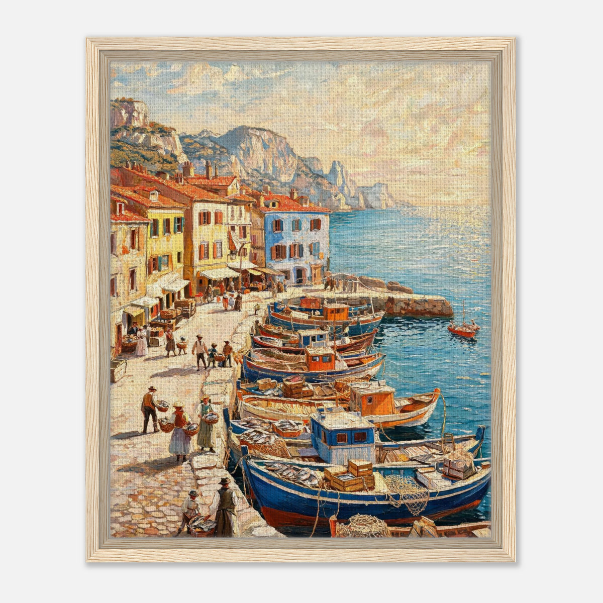 Mediterranean Fishing Harbor Impressionist Art Print