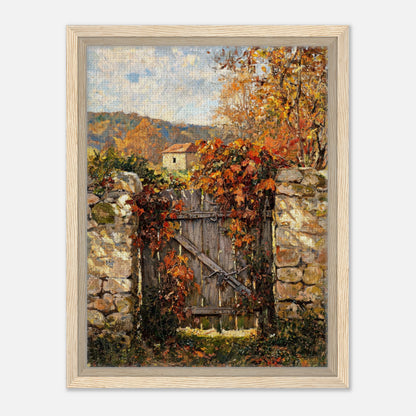 Autumn Garden Gate Cottage Impressionist Art Print
