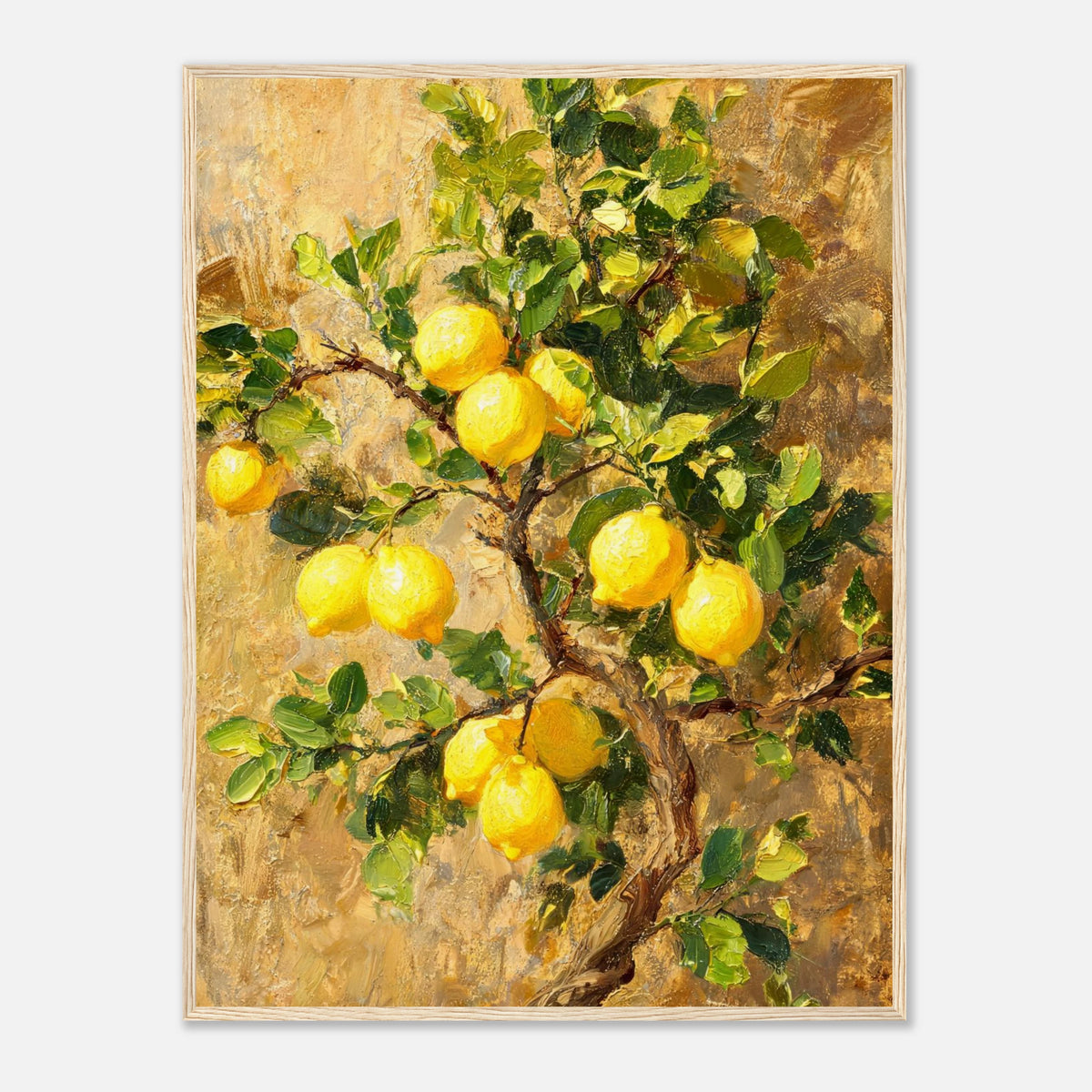 Sunlit Lemon Tree & Mediterranean Orchard Impressionist Art Print