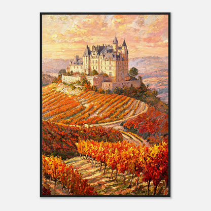 Autumn French Castle Vineyard Impressionist Art Print