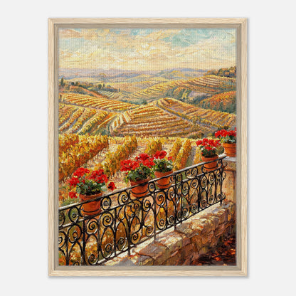 Tuscan Terrace Autumn Vineyard View Impressionist Art Print