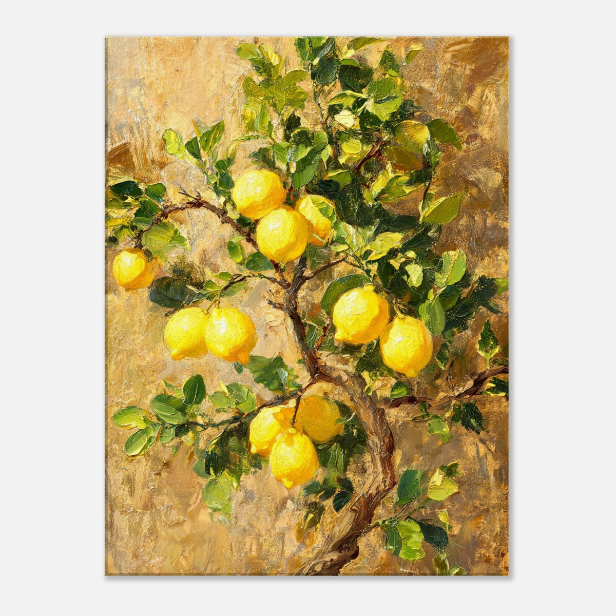Sunlit Lemon Tree & Mediterranean Orchard Impressionist Art Print
