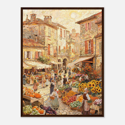 Autumn European Village Market Impressionist Art Print