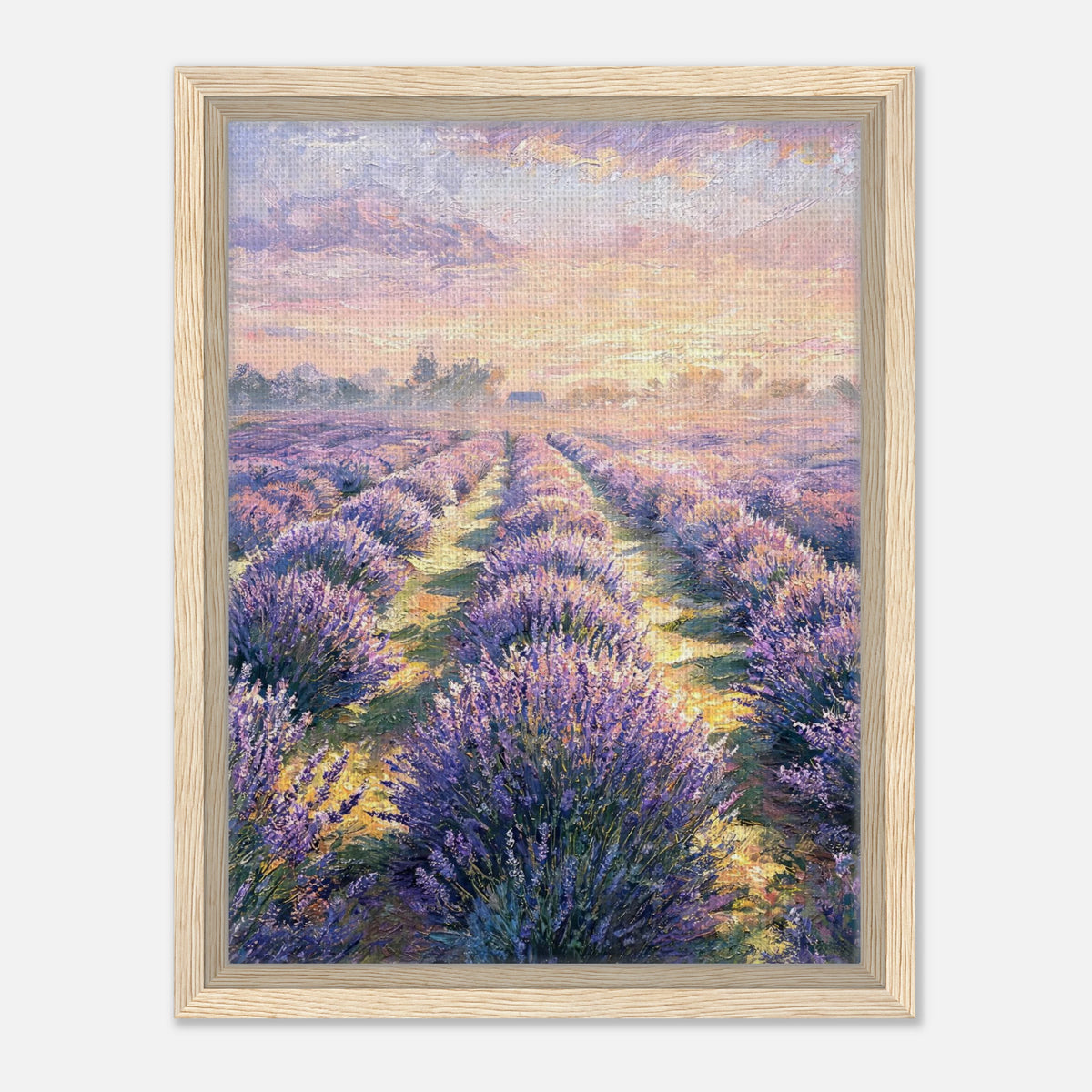 Provence Lavender Field at Sunset Impressionist Art Print