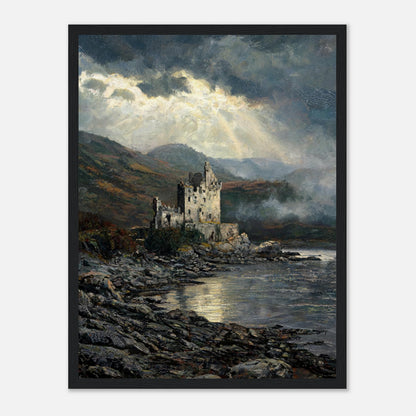 Historic Scottish Castle by Lakeside Impressionist Art Print