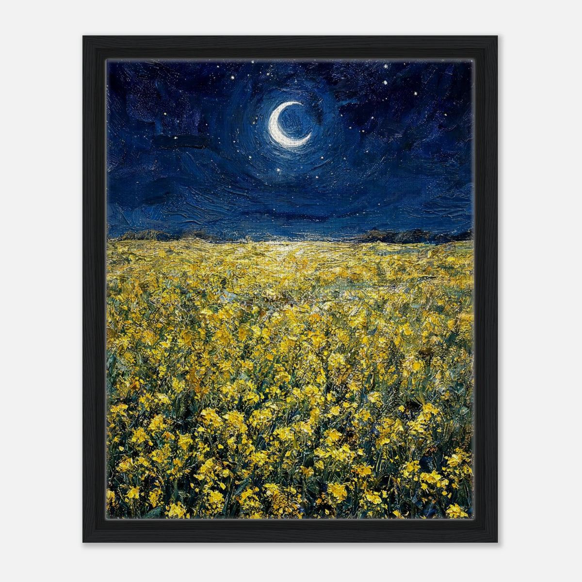 Moonlit Golden Wildflower Field Impressionist Art Print