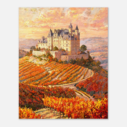 Autumn French Castle Vineyard Impressionist Art Print