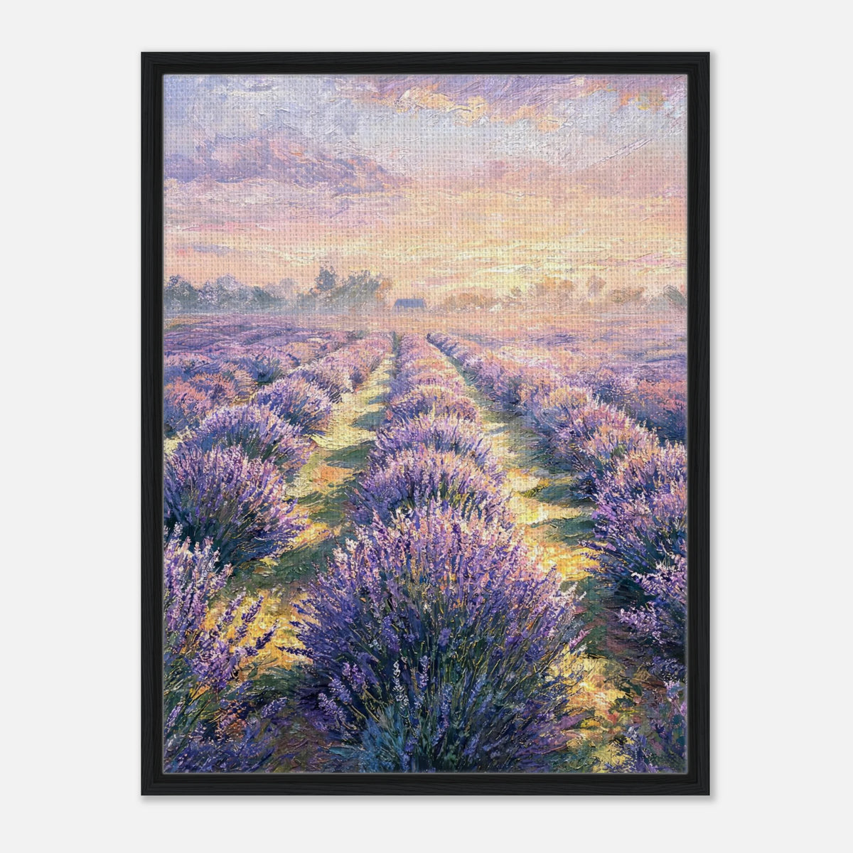 Provence Lavender Field at Sunset Impressionist Art Print