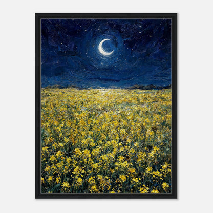 Moonlit Golden Wildflower Field Impressionist Art Print