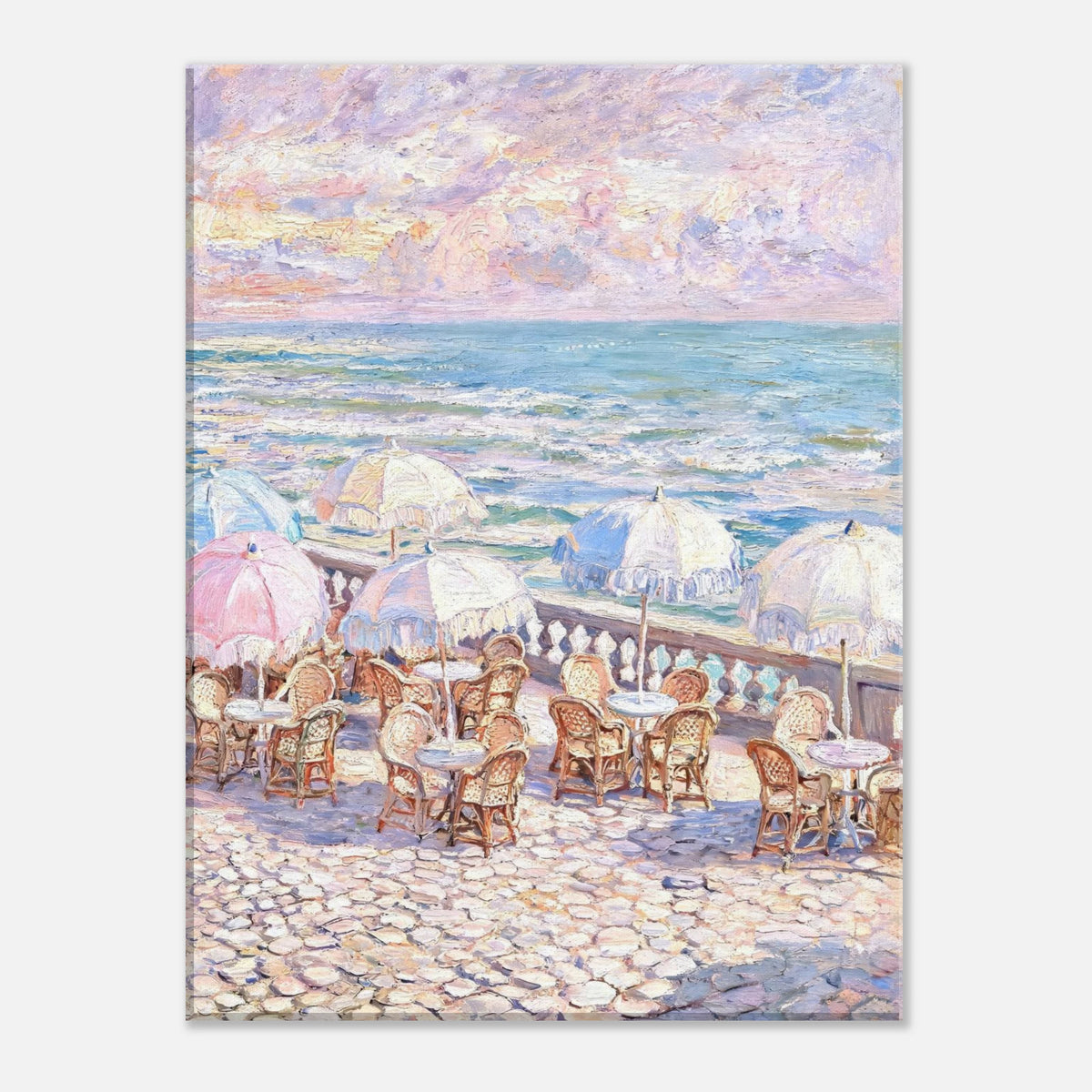 Pastel Seaside Cafe Impressionist Art Print