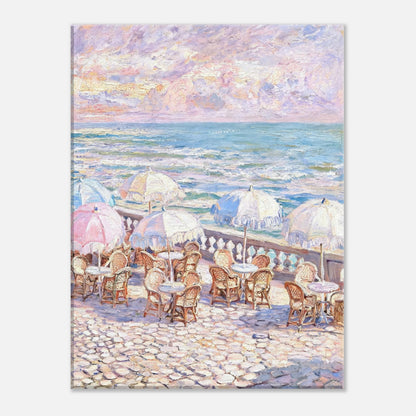 Pastel Seaside Cafe Impressionist Art Print
