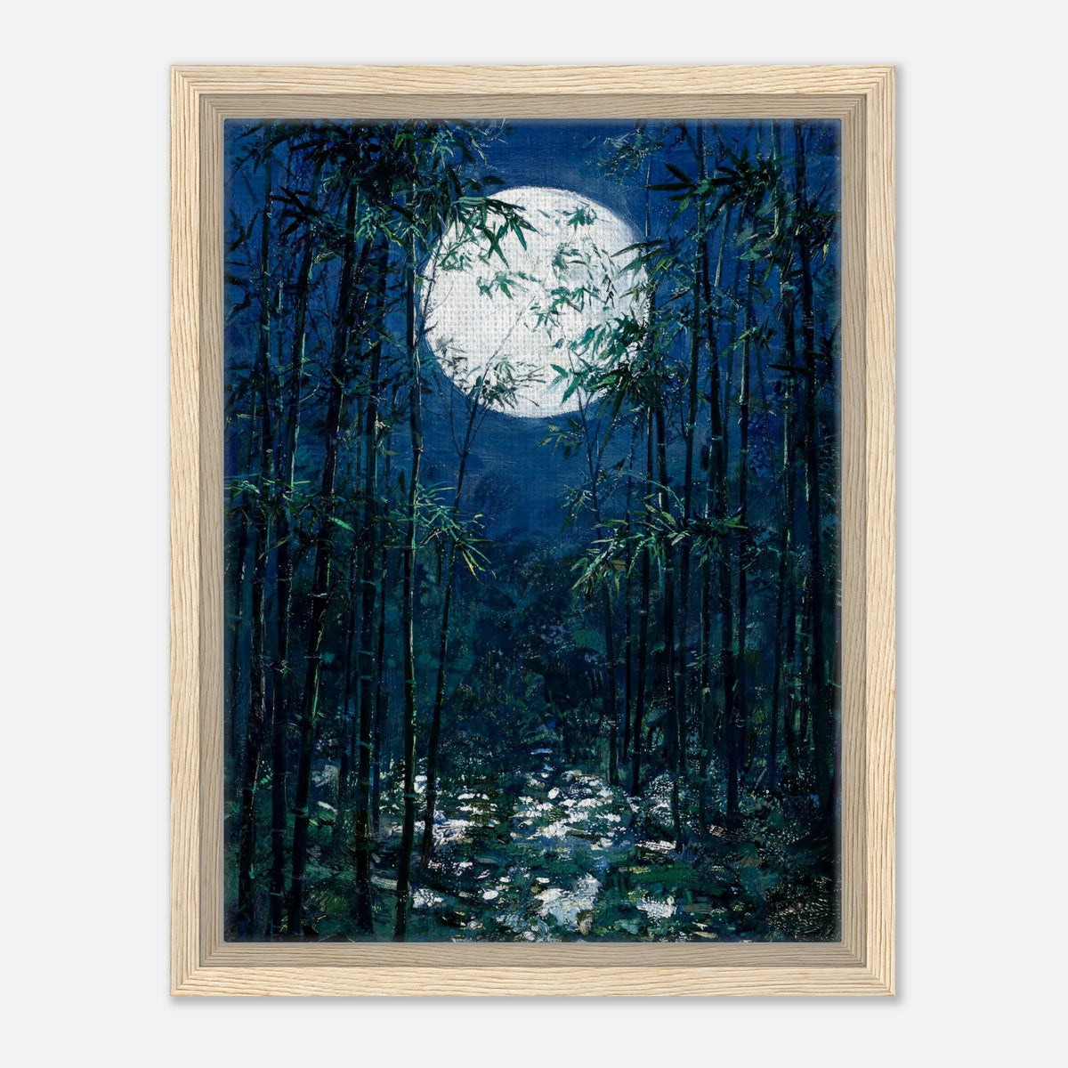 Moonlit Bamboo Forest Impressionist Art Print