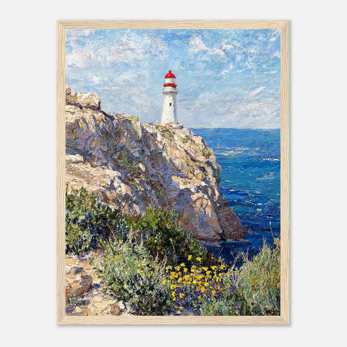 Coastal Cliff Lighthouse Coastal View Impressionist Art Print