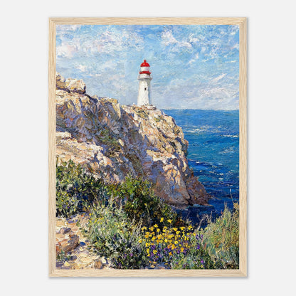 Coastal Cliff Lighthouse Coastal View Impressionist Art Print
