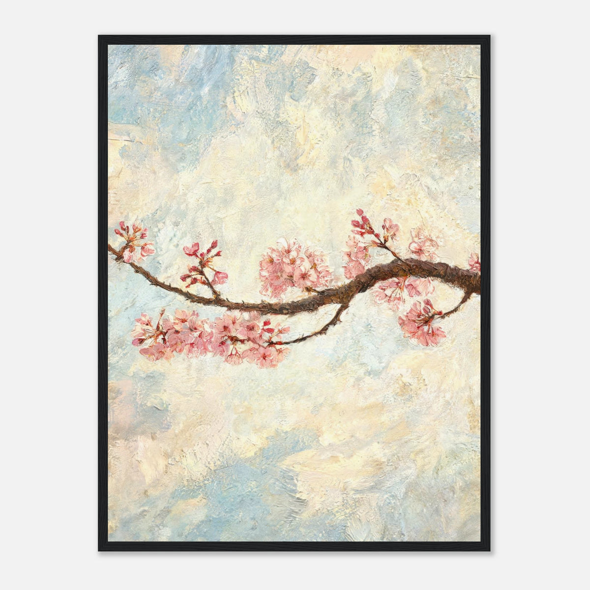 Blossoming Cherry Branch & Pastel Sky Impressionist Art Print