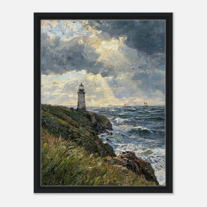 Coastal Lighthouse at Stormy Sunset Impressionist Art Print
