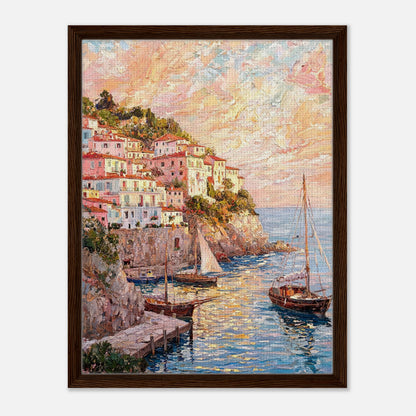 Amalfi Coast Sunset Village Impressionist Art Print