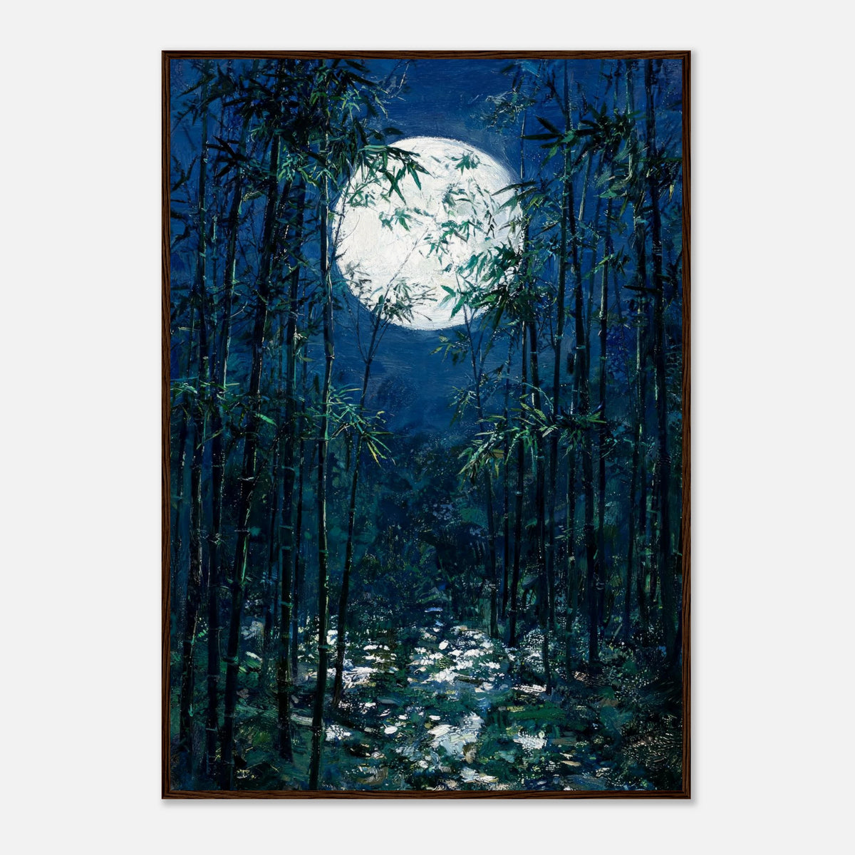 Moonlit Bamboo Forest Impressionist Art Print