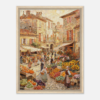 Autumn European Village Market Impressionist Art Print