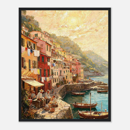 Sunlit Mediterranean Coastal Village Impressionist Art Print