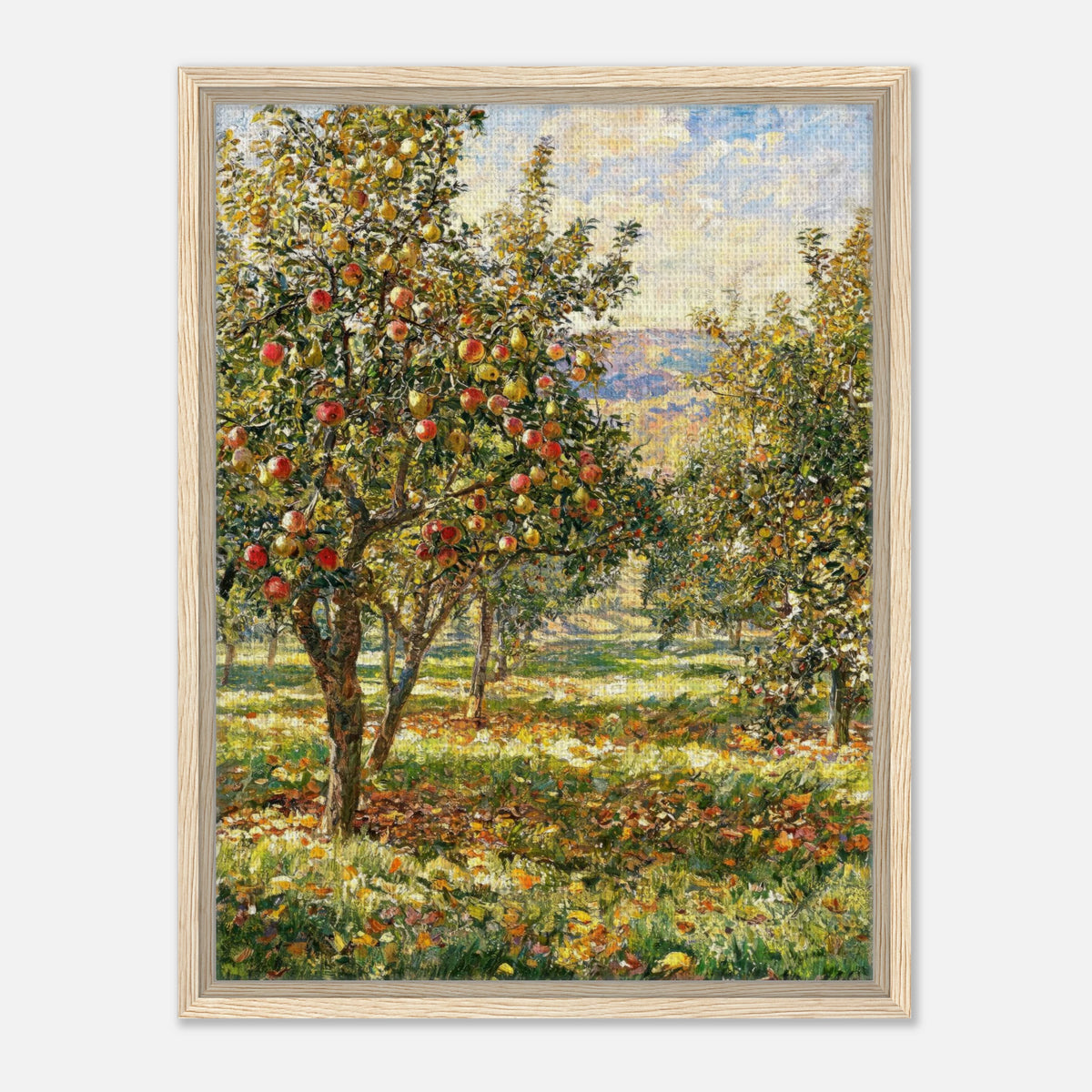 Sunlit Apple Orchard in Autumn Impressionist Art Print
