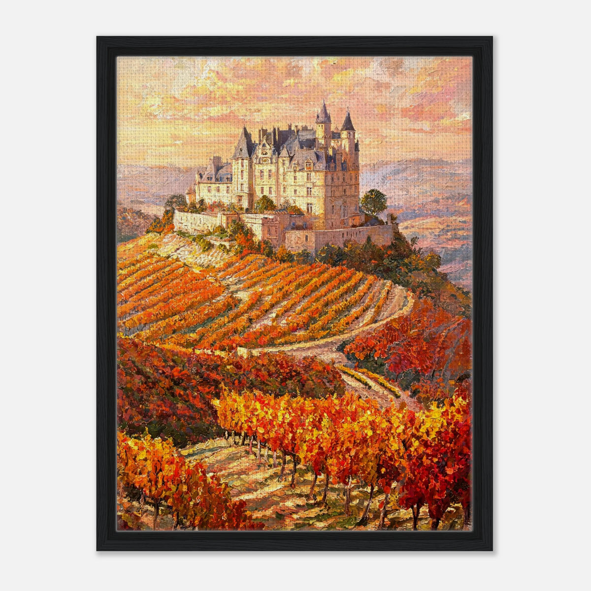 Autumn French Castle Vineyard Impressionist Art Print