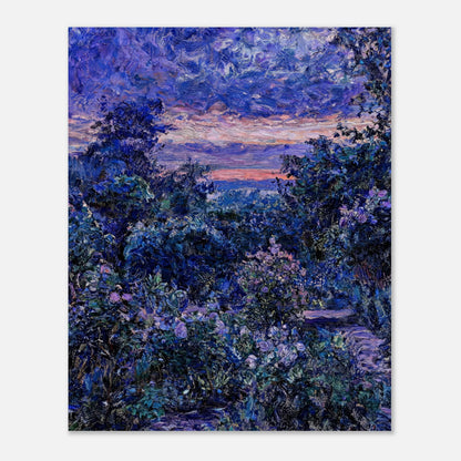 Twilight Garden & Blue Dusk Impressionist Art Print