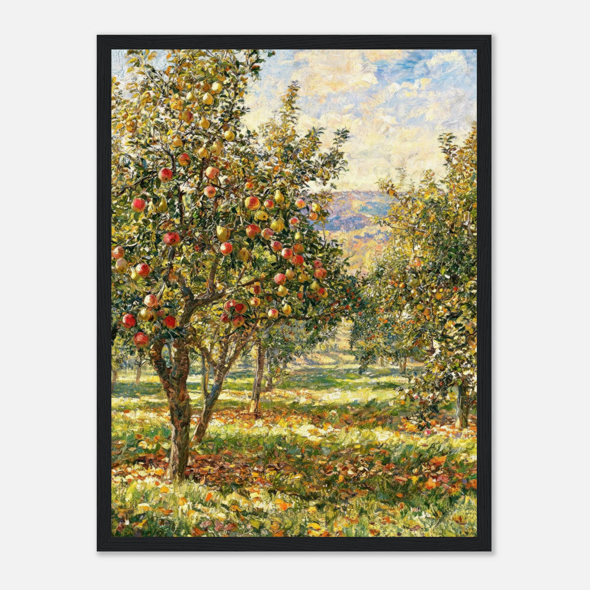 Sunlit Apple Orchard in Autumn Impressionist Art Print