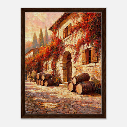 Autumn European Winery Wine Barrels Impressionist Art Print