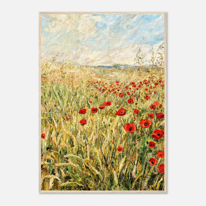 Golden Meadow & Red Poppies Impressionist Art Print