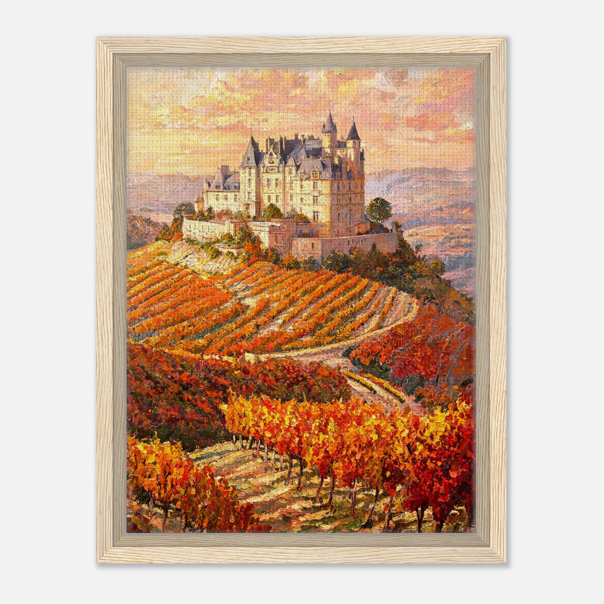 Autumn French Castle Vineyard Impressionist Art Print