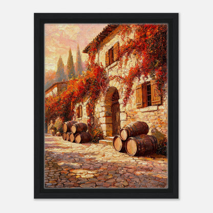 Autumn European Winery Wine Barrels Impressionist Art Print