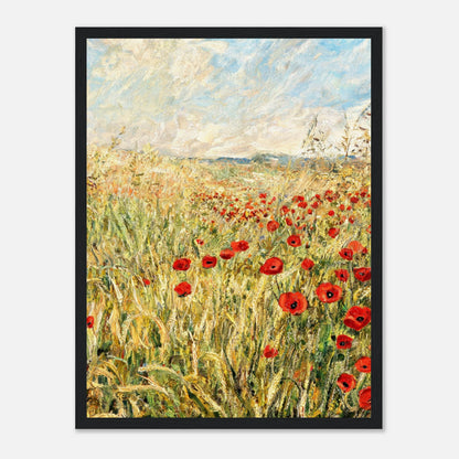 Golden Meadow & Red Poppies Impressionist Art Print