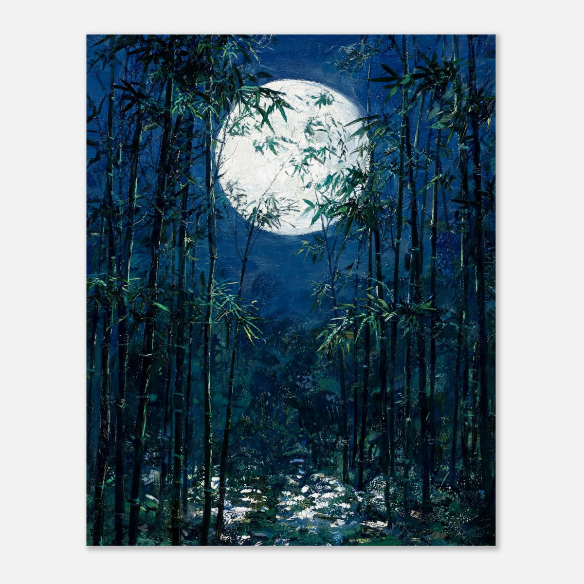 Moonlit Bamboo Forest Impressionist Art Print
