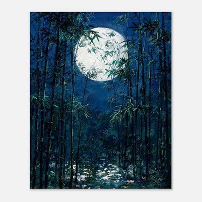 Moonlit Bamboo Forest Impressionist Art Print