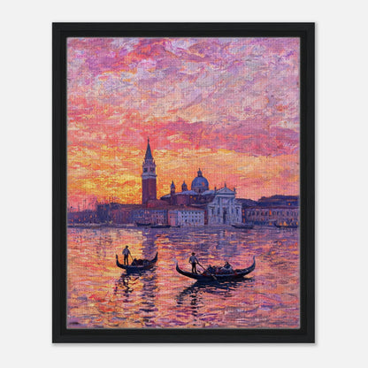 Venetian Gondolas at Sunset Impressionist Art Print