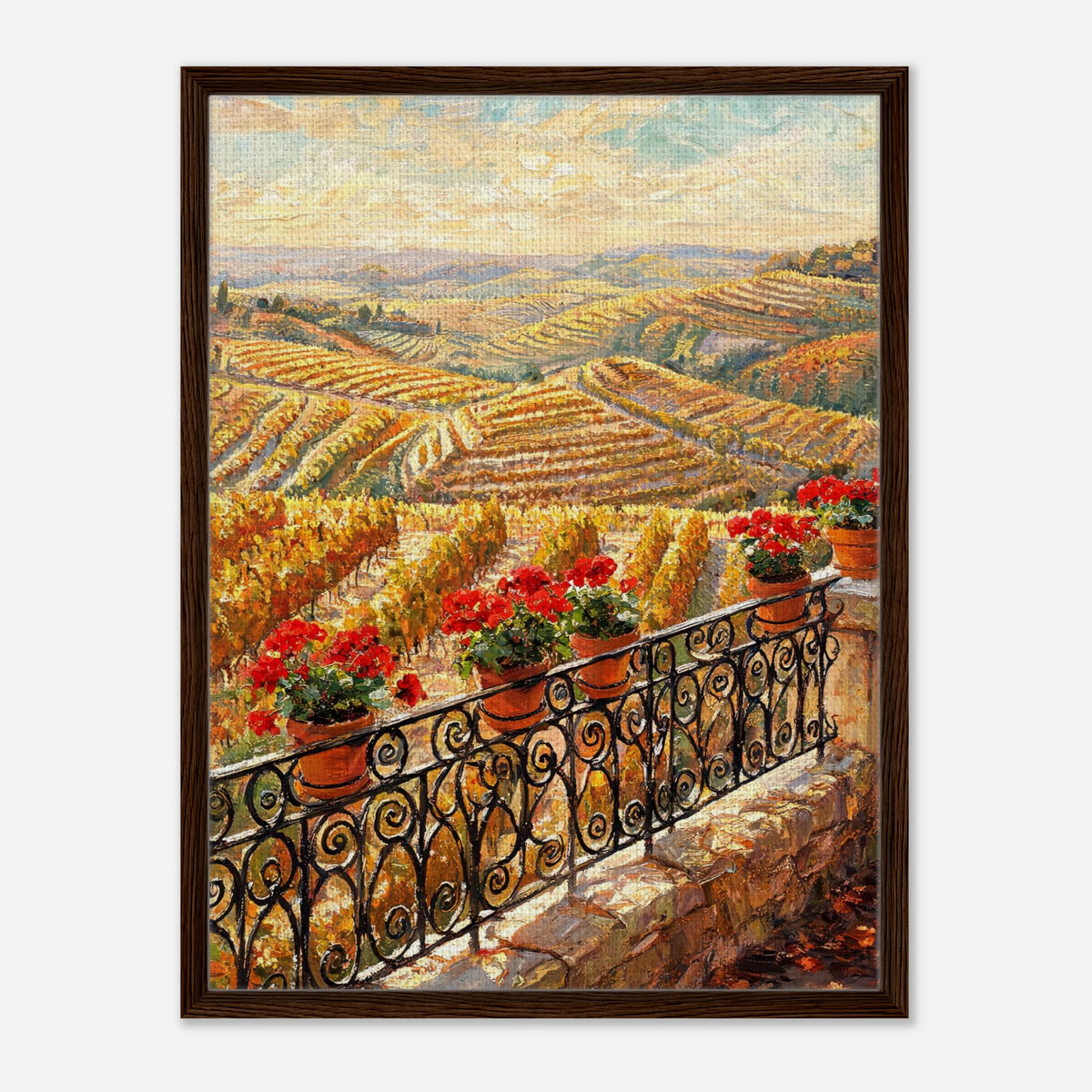 Tuscan Terrace Autumn Vineyard View Impressionist Art Print