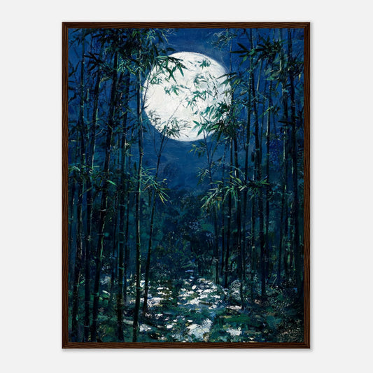 Moonlit Bamboo Forest Impressionist Art Print