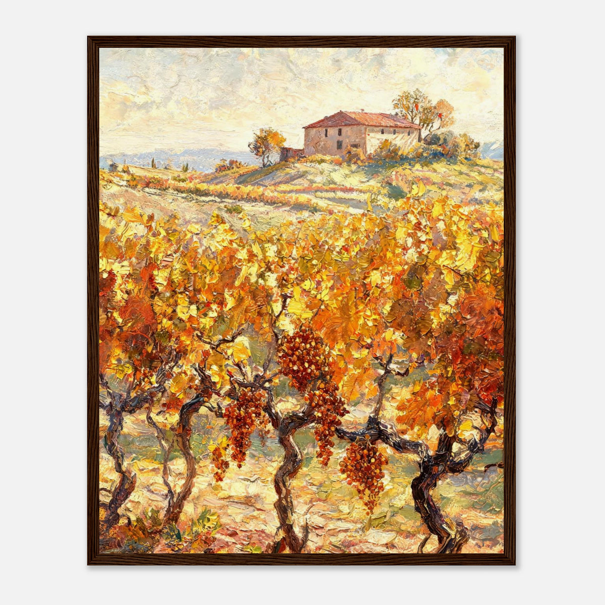 Tuscan Vineyard in Autumn Impressionist Art Print