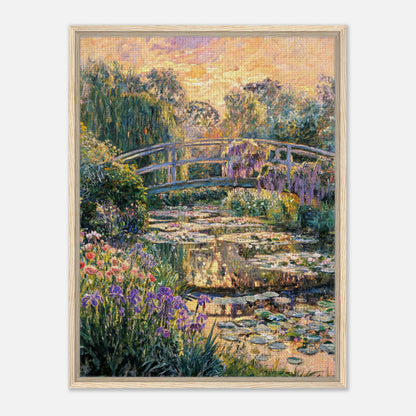 Golden Sunset Japanese Bridge Impressionist Art Print