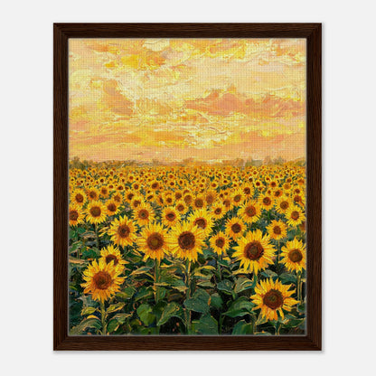 Golden Sunflower Field at Sunset Impressionist Art Print