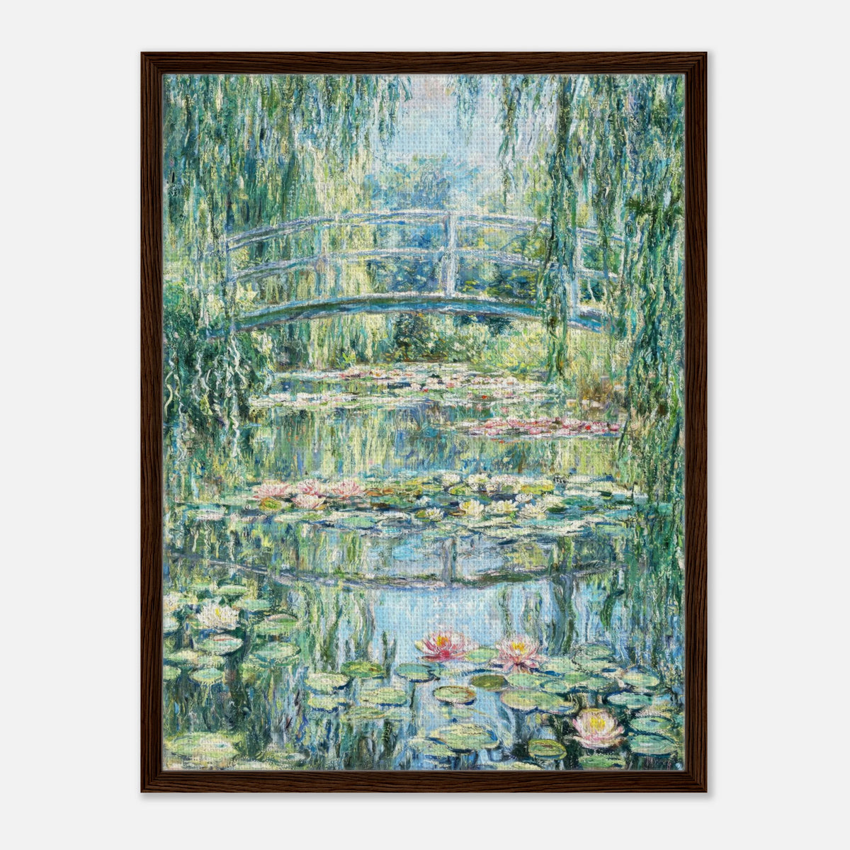 Weeping Willow & Japanese Bridge Water Lilies Impressionist Art Print