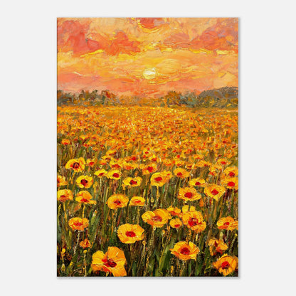 Golden Poppy Field at Sunset Impressionist Art Print