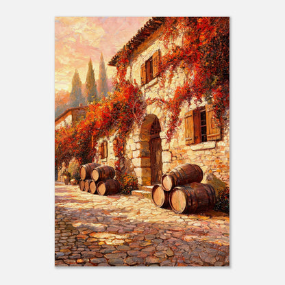 Autumn European Winery Wine Barrels Impressionist Art Print